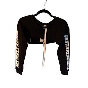 Mistress Rocks Cropped Sweatshirt Black Woman's Small NWT